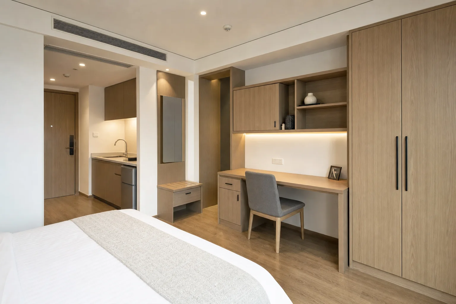 Hotel and apartment furniture project with custom cabinetry