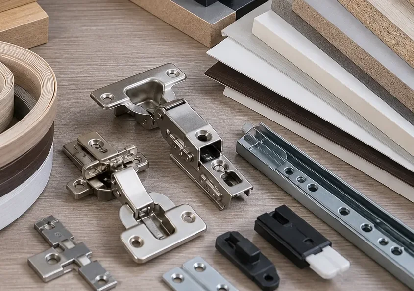 Furniture hardware and panel samples for OEM furniture programs