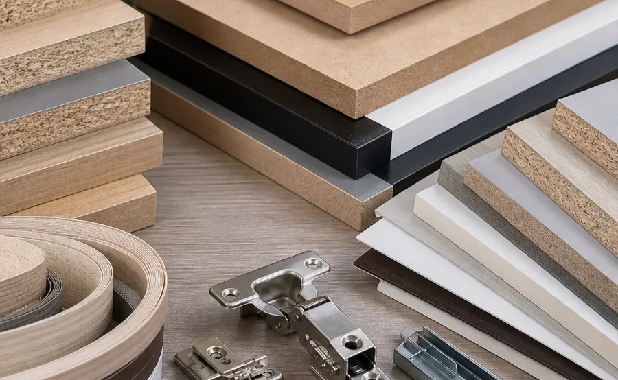 Melamine surface finish samples for flat pack furniture