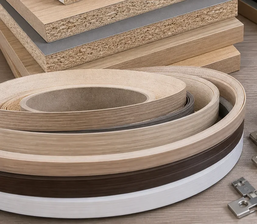 Plywood cross-section material sample for cabinet manufacturing
